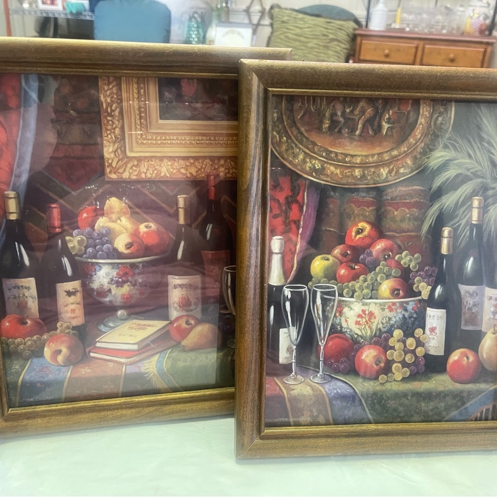 2 PRINTS & POSTERS, JOHN ZACCHEO, HOME & KITCHEN COLLECTION with frames